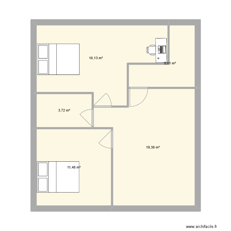 castres R+2. Plan de 5 pièces et 56 m2