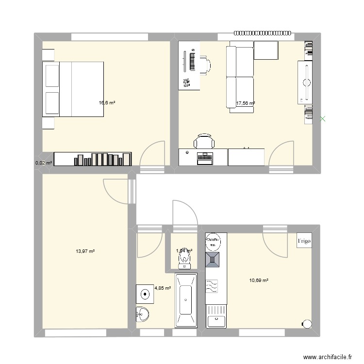 Appart alex. Plan de 7 pièces et 65 m2