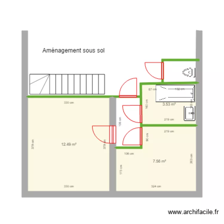 Am&eacute;nagement sous sol. Plan de 