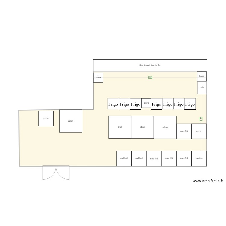 hall jaune. Plan de 1 pièce et 42 m2