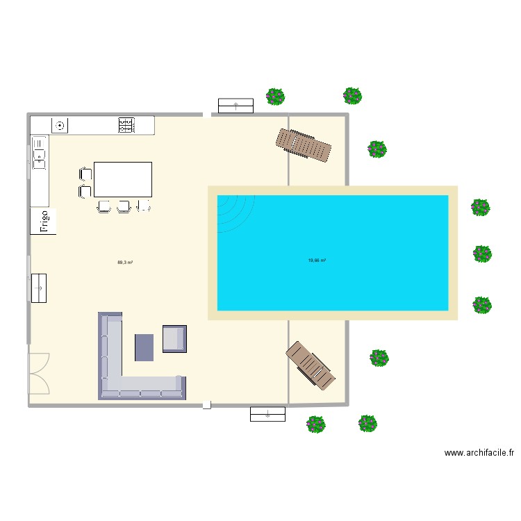 piscine terrasse 3. Plan de 2 pièces et 109 m2