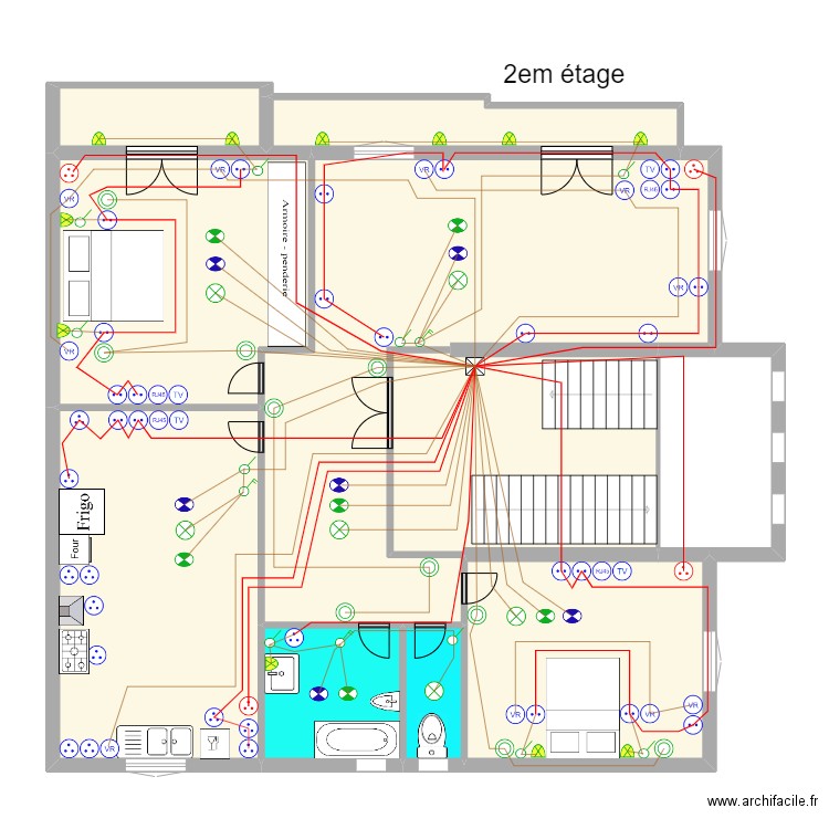 2er eta. Plan de 10 pièces et 162 m2