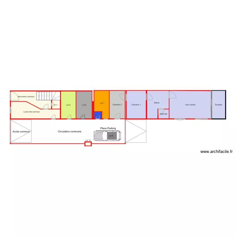 rez de chauss&eacute; pousssy v2. Plan de 