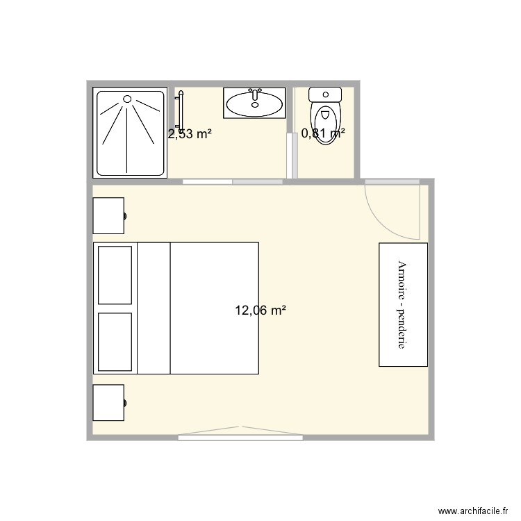 Chambre et douche Sixtine. Plan de 0 pièce et 0 m2