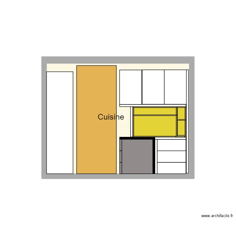 MEUBLE CUISINE avec niche pour livre. Plan de 1 pièce et 8 m2