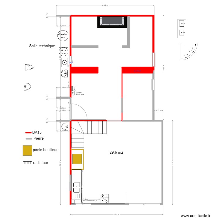 nouveau plan fevrier 2022. Plan de 4 pièces et 61 m2