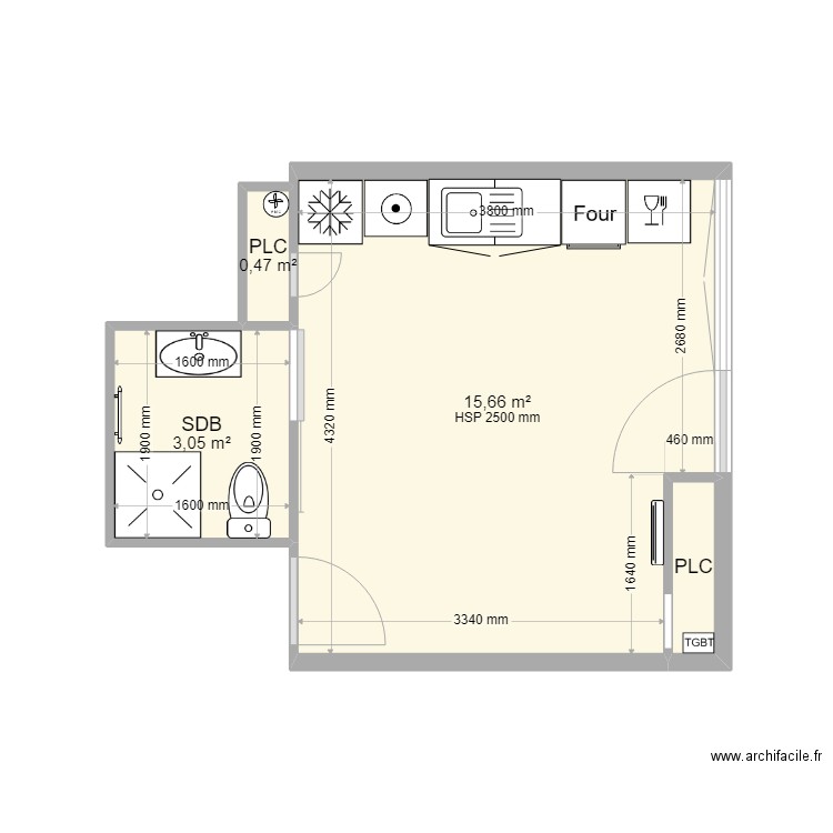 NERON. Plan de 4 pièces et 20 m2