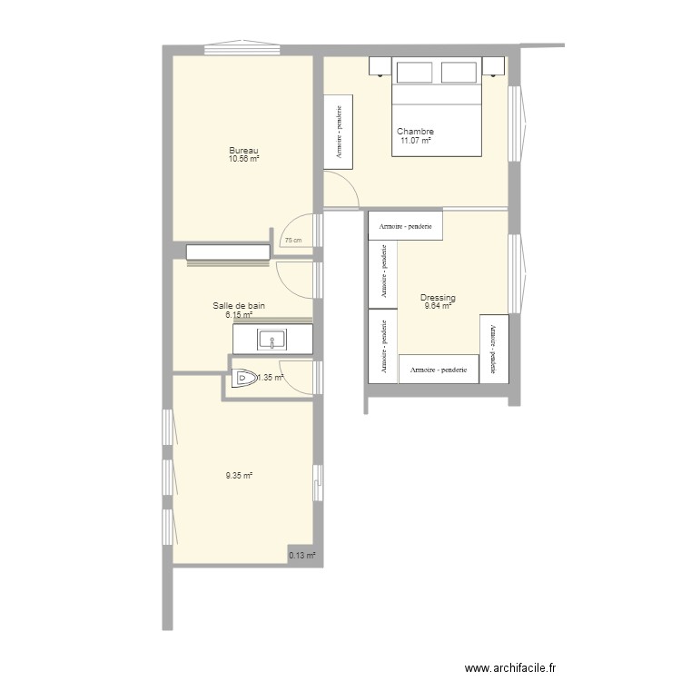 RDC Maison Modif Dressing. Plan de 0 pièce et 0 m2