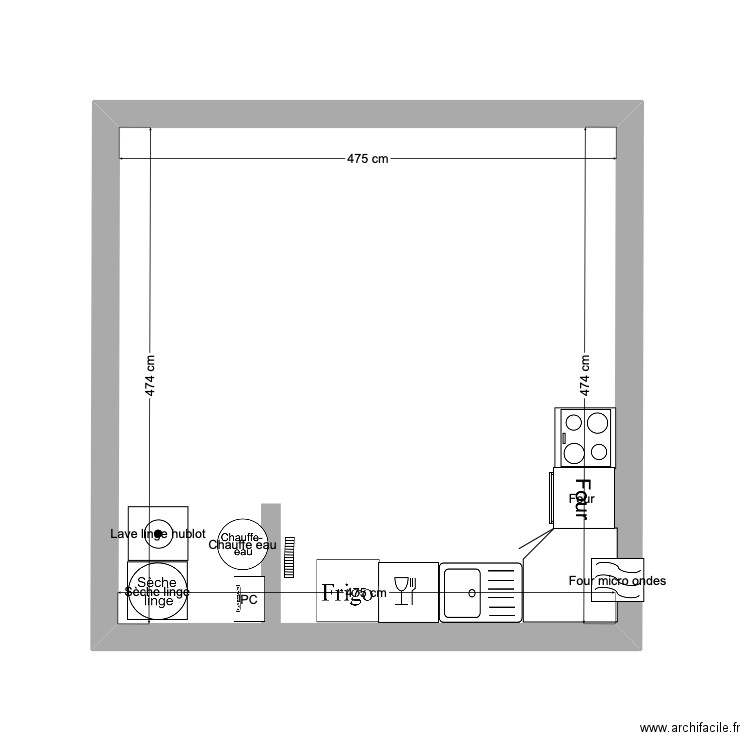 CUISINE. Plan de 1 pièce et 23 m2