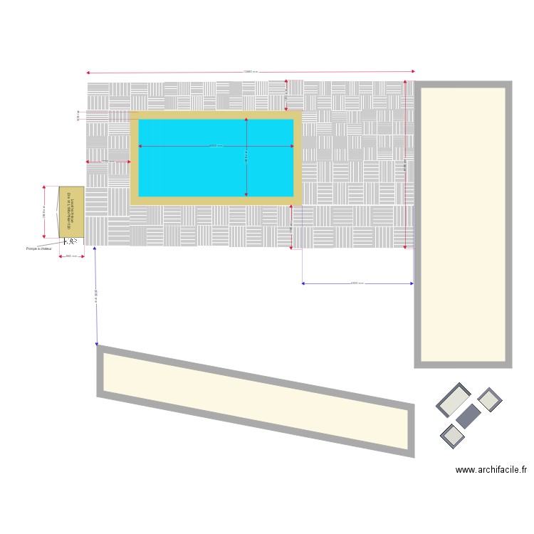 Piscine Exterieur COBALT 6. Plan de 2 pièces et 53 m2