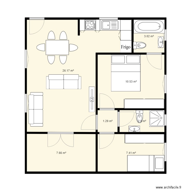 maison 62 m. Plan de 0 pièce et 0 m2