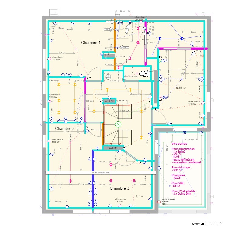 Ayes placo final - Elec - Full V2. Plan de 39 pièces et 197 m2