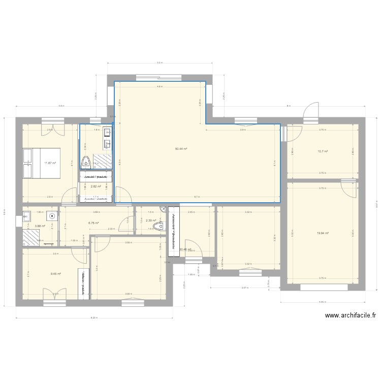 plan3cloisonsflottantes. Plan de 0 pièce et 0 m2