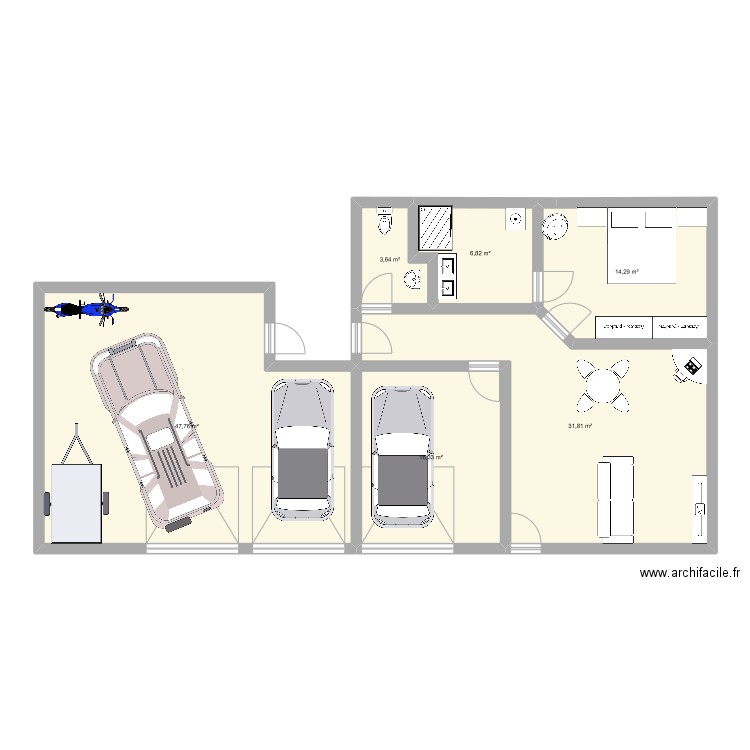 maison A4. Plan de 6 pièces et 121 m2