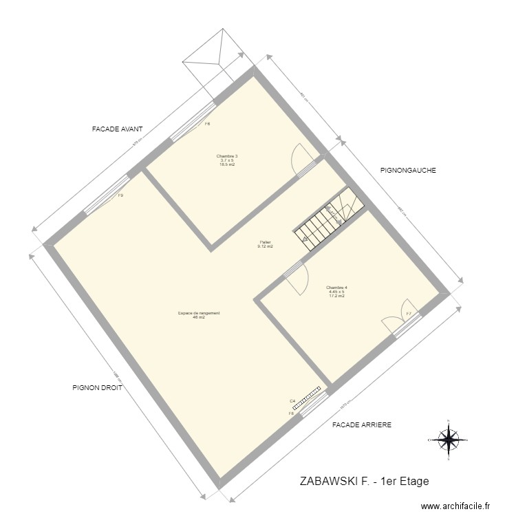 ZABAWSKI. Plan de 5 pièces et 514 m2
