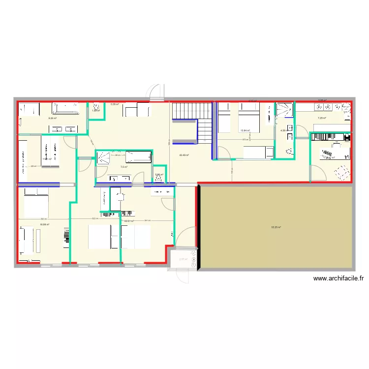 Le Quai V4 Cloisons. Plan de 