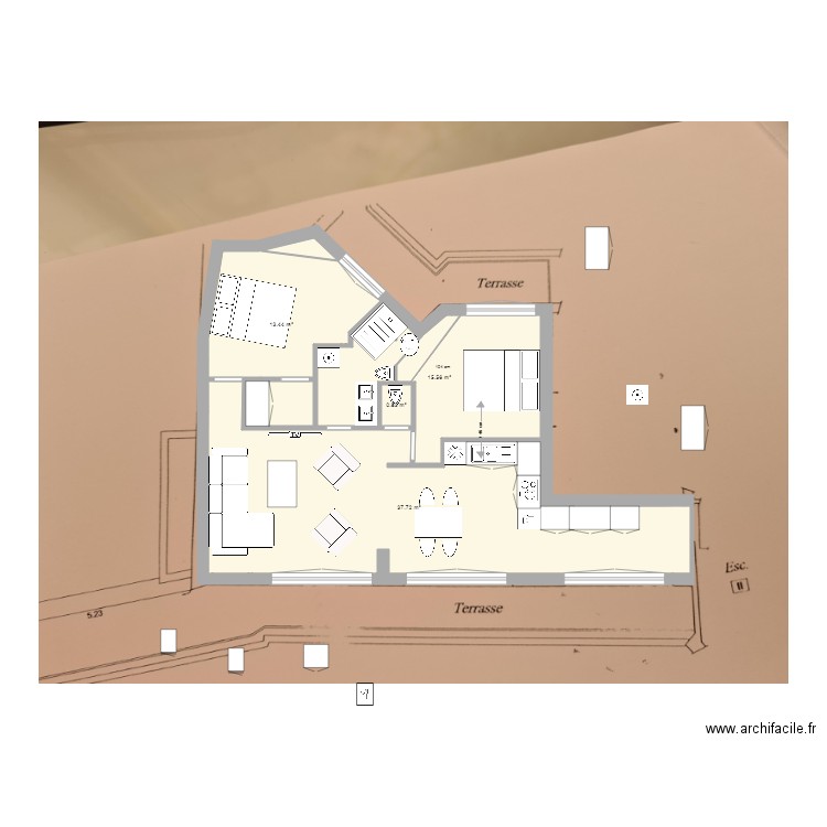 PARIS SOLUTION 4 toilette sdb modifié. Plan de 0 pièce et 0 m2