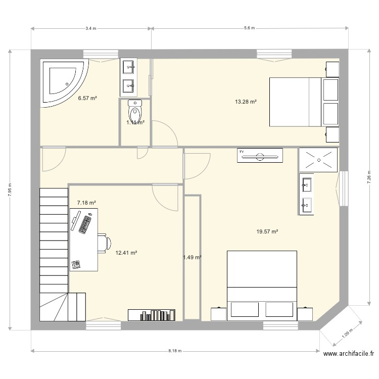 Projet maison etage meublé 1. Plan de 0 pièce et 0 m2