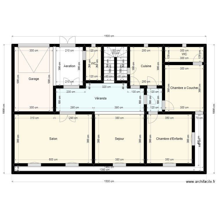 Terran 10mx15m Client 22 43 95 81 modif. Plan de 13 pièces et 126 m2