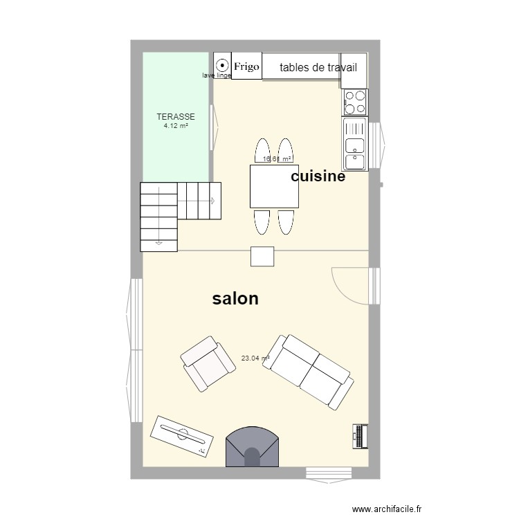 Rez de chaussée MODIFIE en angle . Plan de 0 pièce et 0 m2