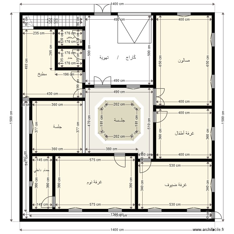 Terrain 15x14 Client 47793577. Plan de 14 pièces et 190 m2