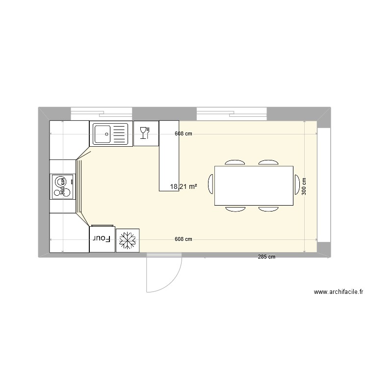 CUISINE. Plan de 1 pièce et 18 m2