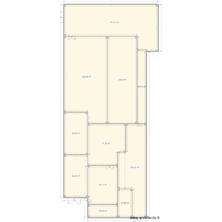 Salaison bearn 002. Plan de 11 pièces et 916 m2