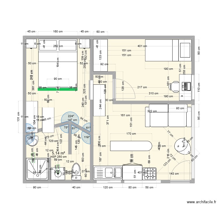 maison new. Plan de 4 pièces et 37 m2