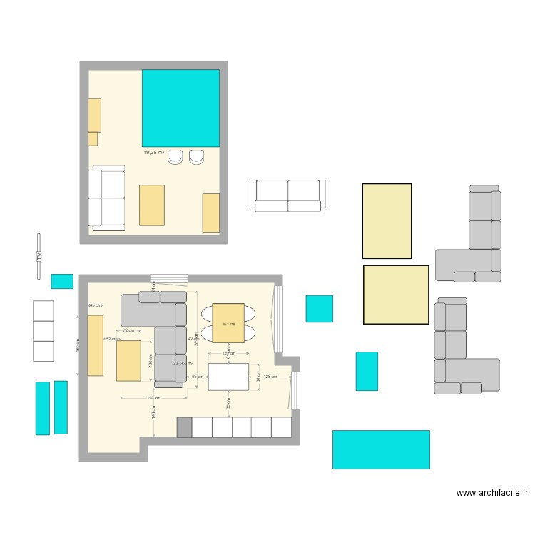 test 13 juin. Plan de 2 pièces et 47 m2