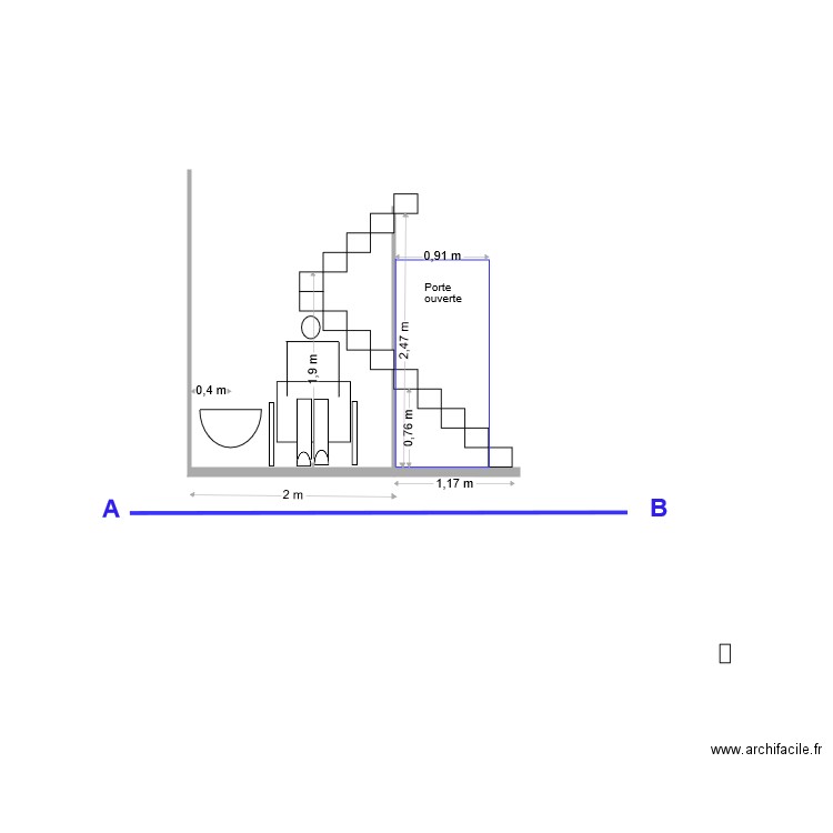 COUPE A B du sanitaire. Plan de 0 pièce et 0 m2