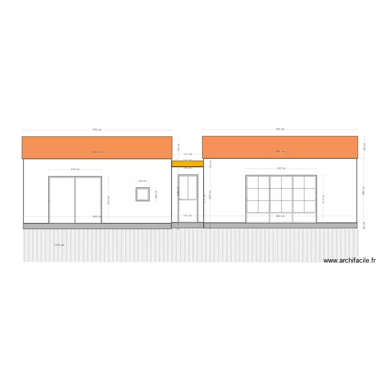 fa&ccedil;ade sud. Plan de 