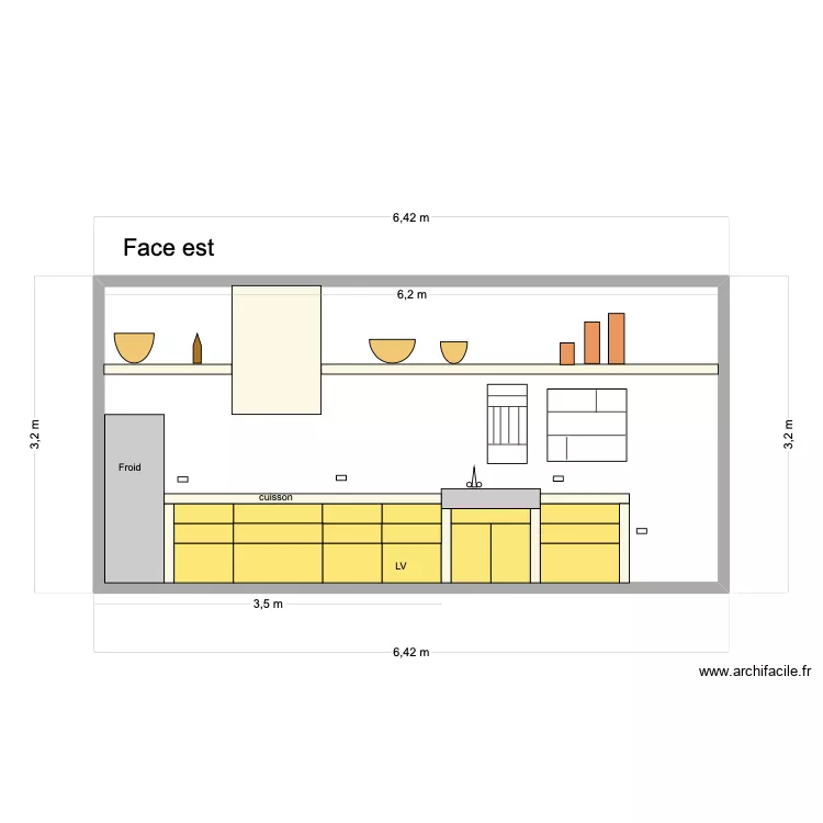 plan cuisine en 60cm avec frigo en dur sauf frigo. Plan de 