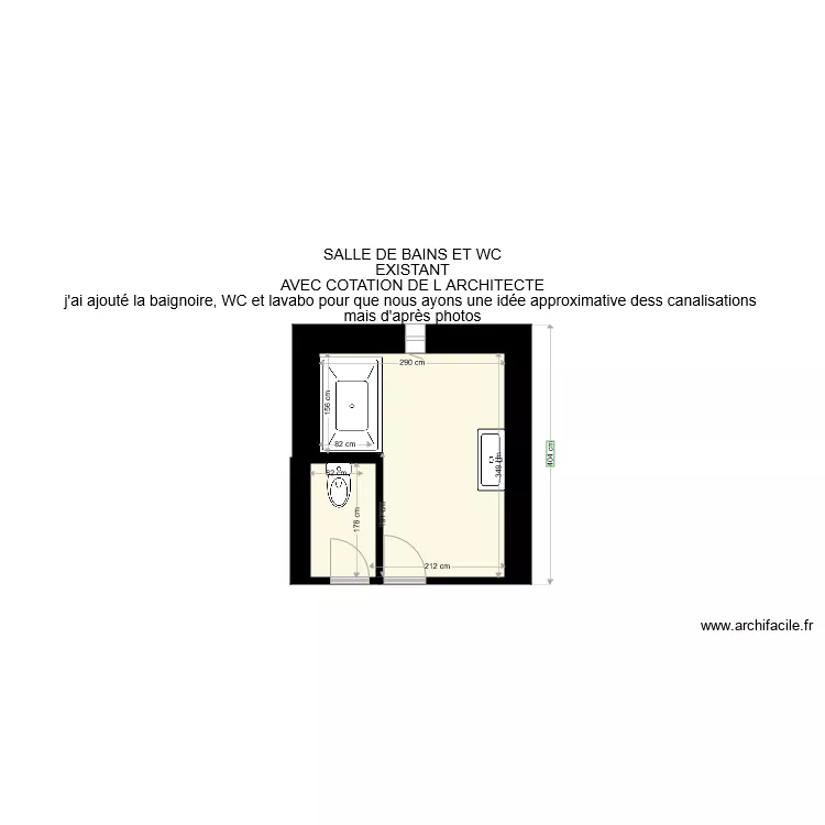 salle de bains et WC . Plan de 