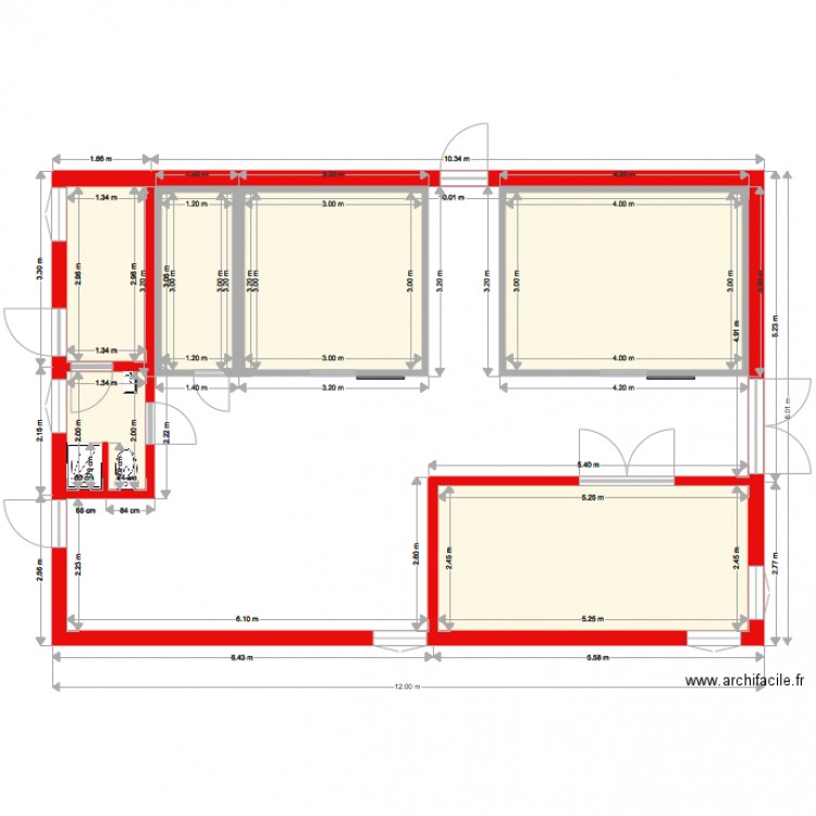 Brasserie 6 sans installations. Plan de 0 pièce et 0 m2