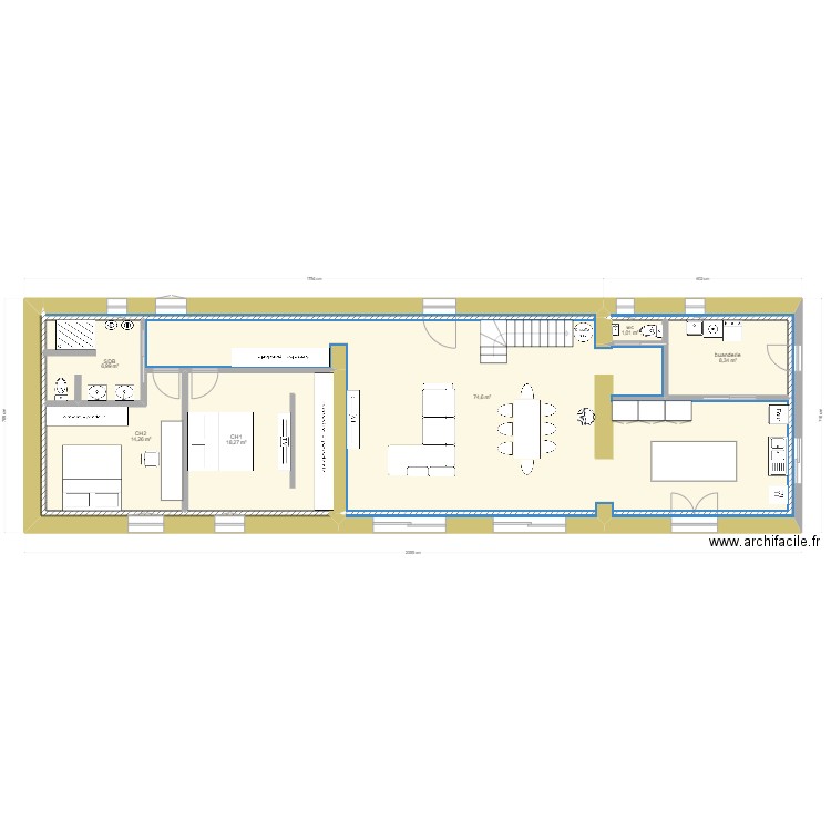 plan 2. Plan de 6 pièces et 123 m2