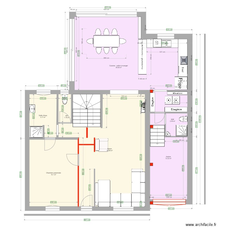 Extension Maison décalé. Plan de 0 pièce et 0 m2