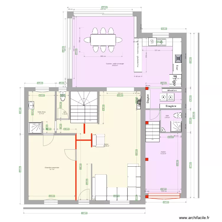 Extension Maison décalé. Plan de Extension Maison décalé. Plan de