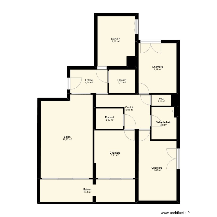 gomez - lamy. Plan de 15 pièces et 90 m2