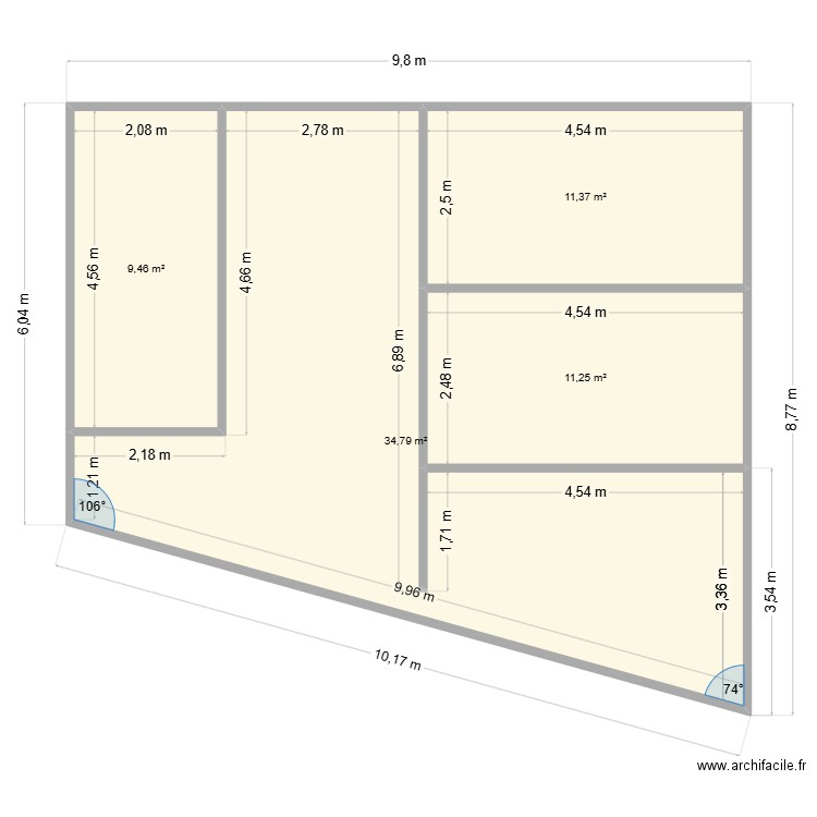 logementbbis. Plan de 4 pièces et 67 m2