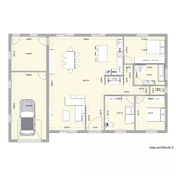 projet 2. Plan de 8  et 146 m²