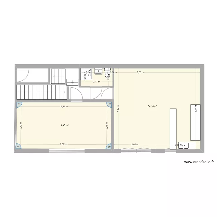 ArnaudpotiersBAS. Plan de 2 pièces et 54 m²