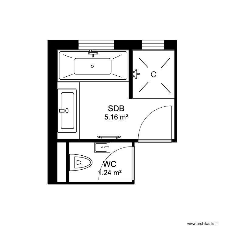 Leblond SDB. Plan de 0 pièce et 0 m2