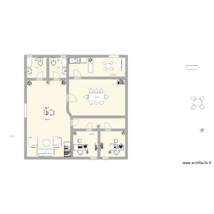 plano de mi oficina genesis m. Plan de 7 pièces et 111 m2