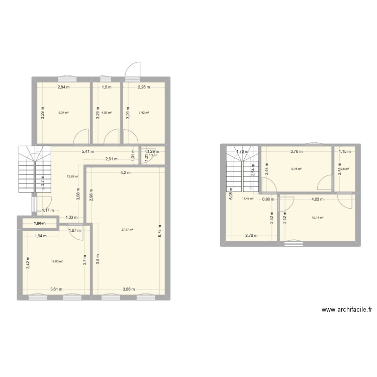 13 Gallieni. Plan de 12 pièces et 110 m2