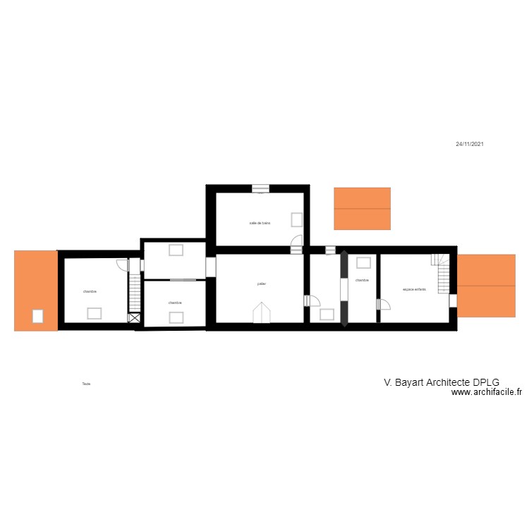  Montgaudry projet premier étage. Plan de 5 pièces et 113 m2