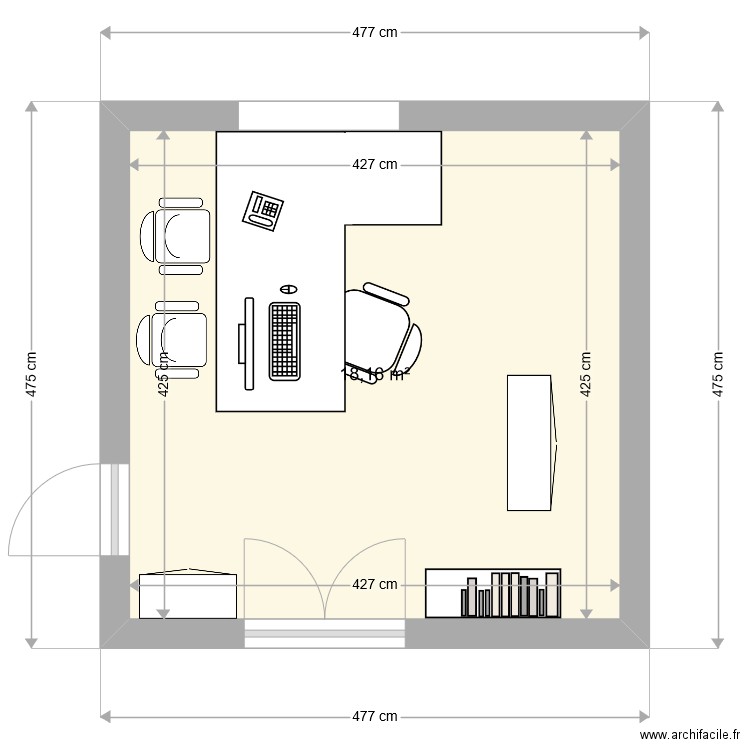 plan dir cab 2. Plan de 1 pièce et 18 m2