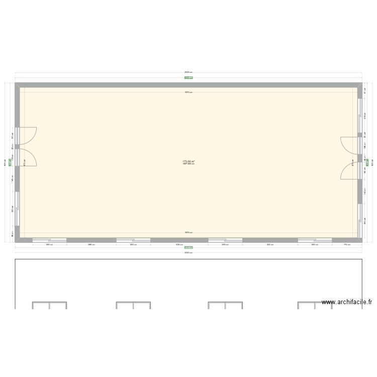 Plan Sport et O. Plan de 1 pièce et 173 m2