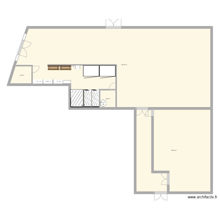 salle sport. Plan de 4 pièces et 280 m2