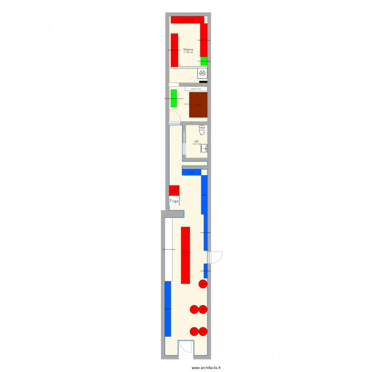 Réserve basse projet. Plan de 4 pièces et 60 m2