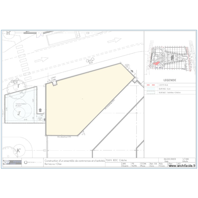 Micro-crèche Bernes. Plan de 1 pièce et -1742 m2